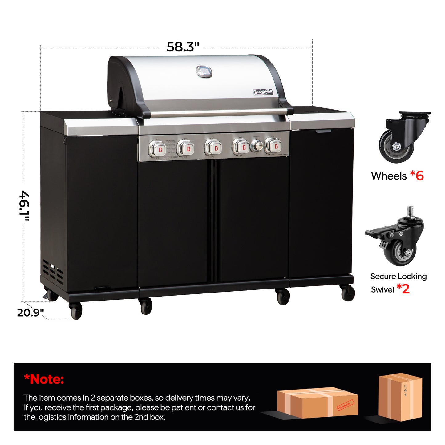 Rustler 3- 5 Burner Gas Grill