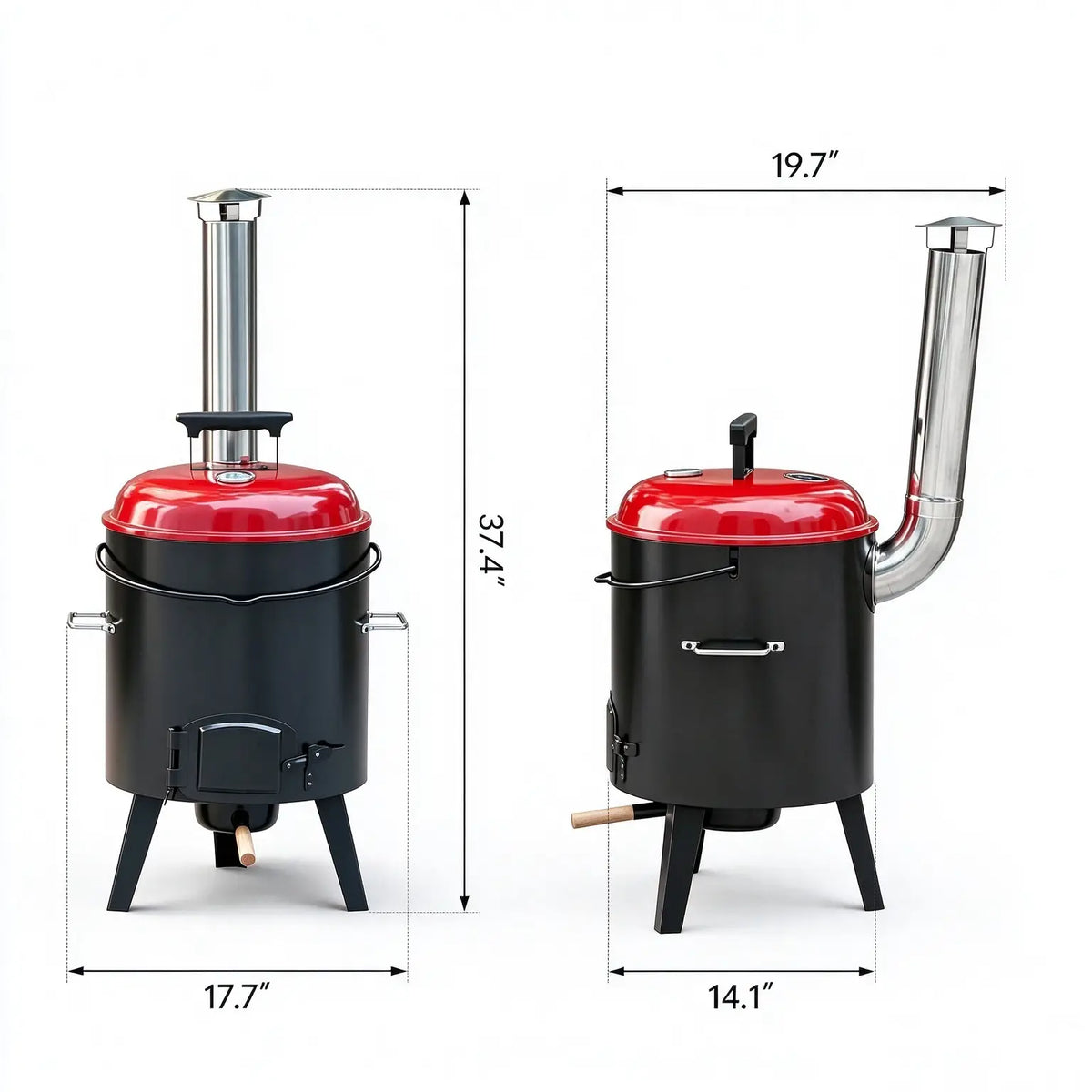 Brandman 4-in-1 Vertical Portable Charcoal Smoker Grill