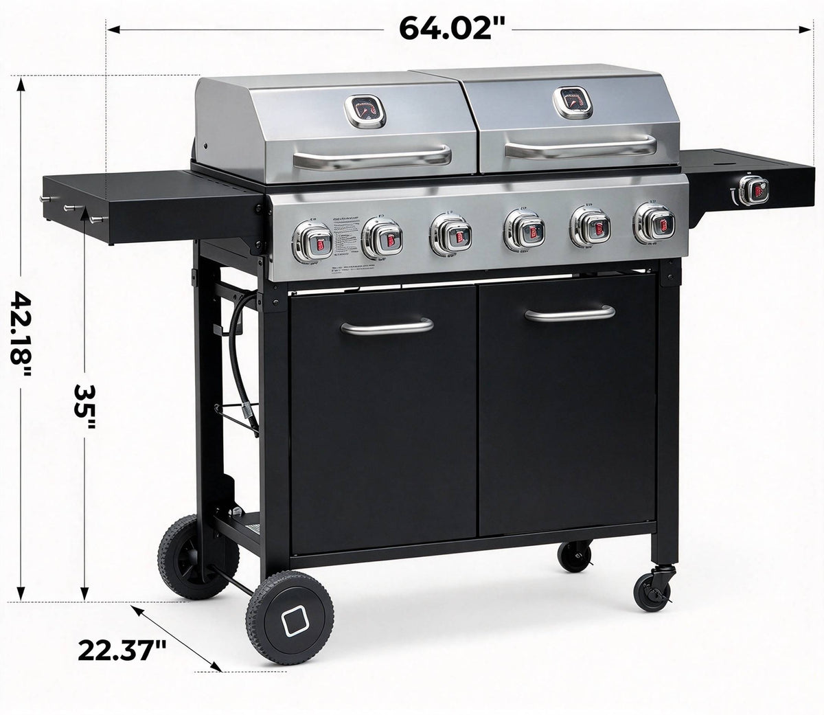 Brandman 6-Burner Propane Gas Grill & Griddle Combo Grill with Side Burner
