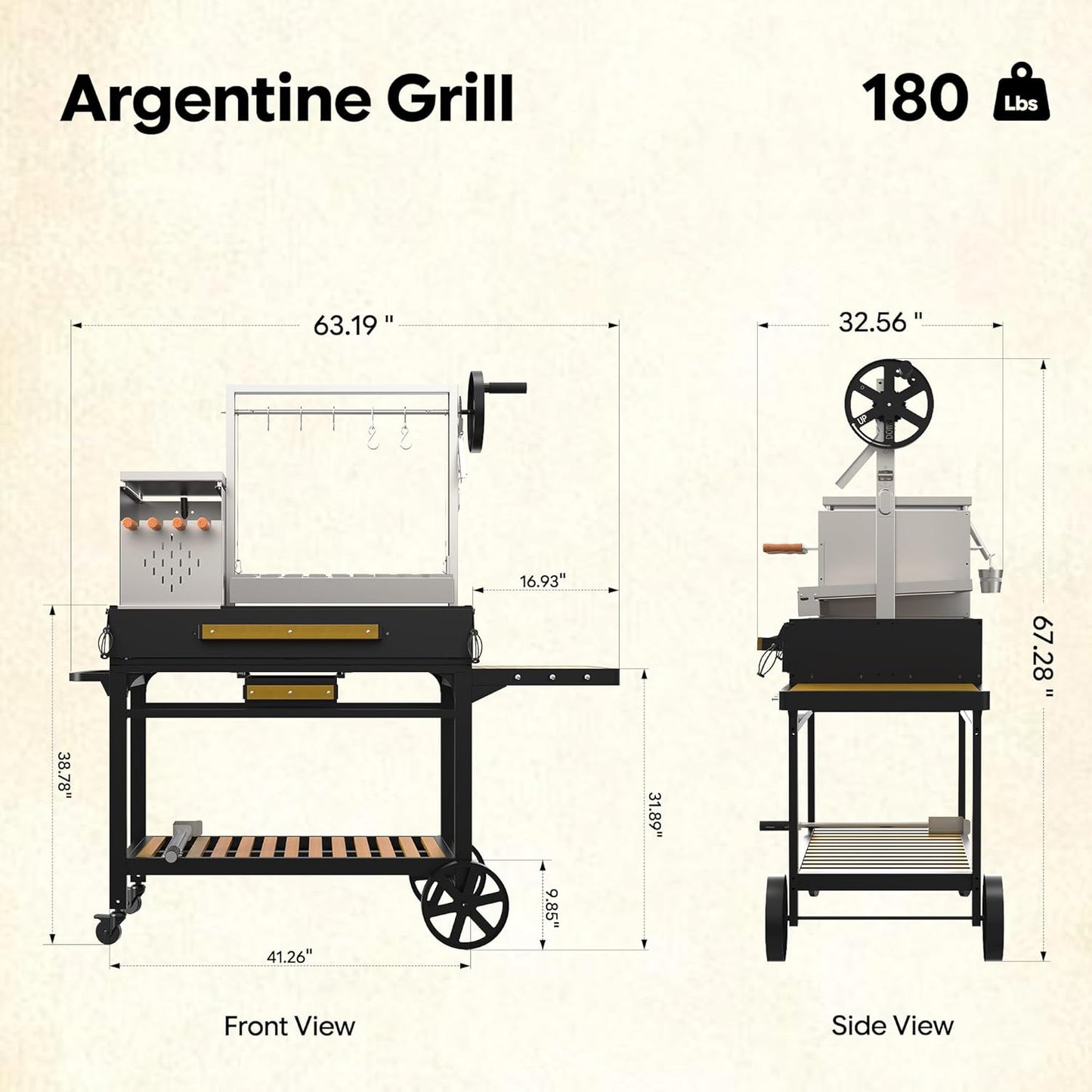 Adjustable Argentine Santa Maria Wood Charcoal BBQ Grill for Backyard Asado