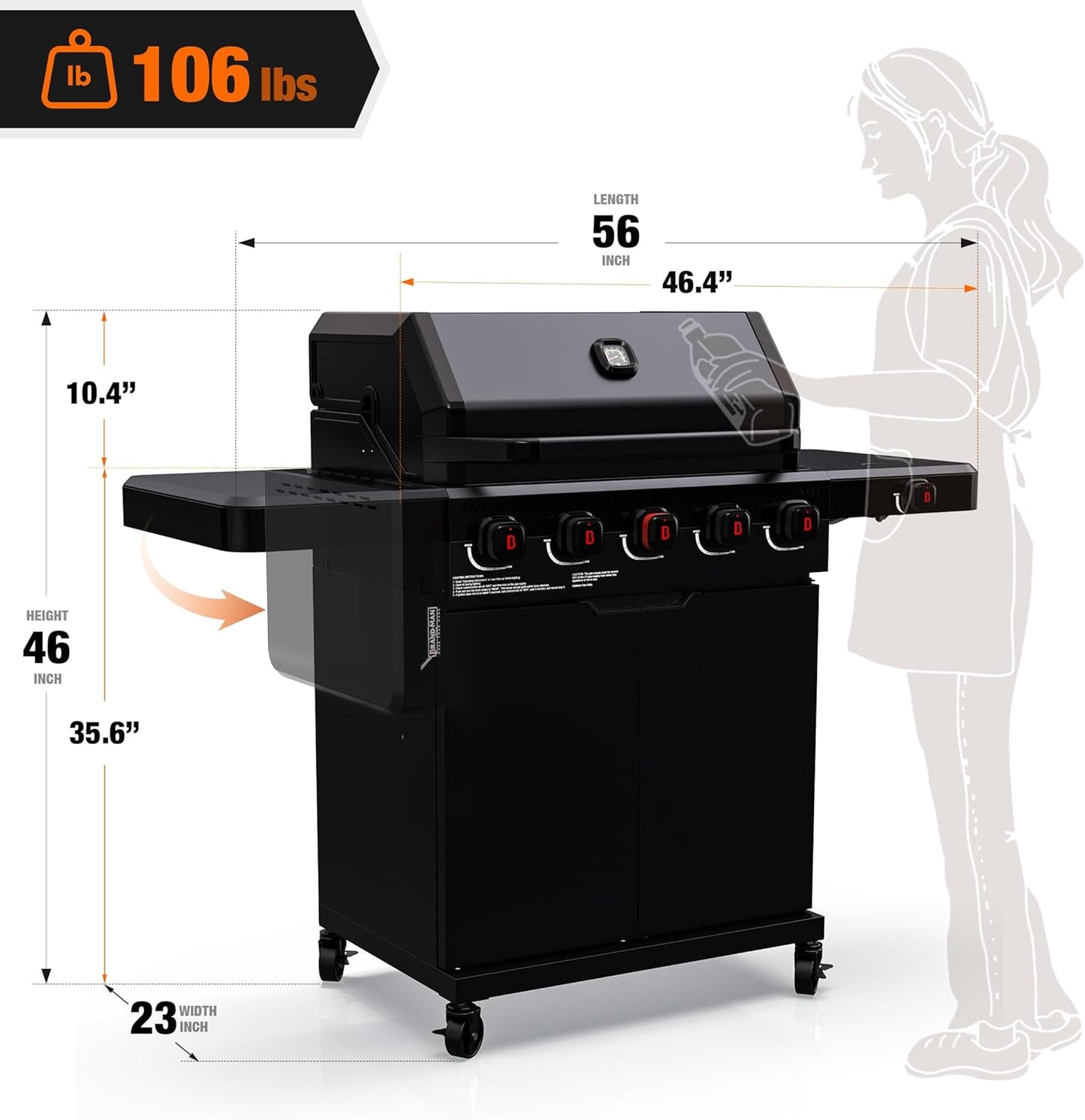 5-Burner Infrared Gas Grill 60000 BTU Propane/Natural Gas Outdoor BBQ