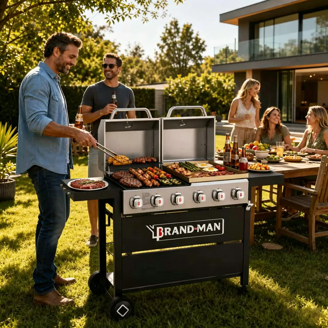 Griddle Grill Combo | 60000 BTU Large Outdoor BBQ Grill
