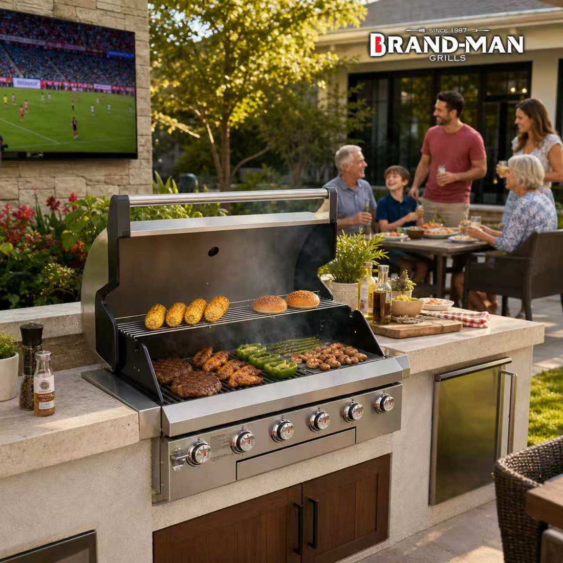 Brandman Built-In Stainless Steel BBQ Grill | Ultimate Outdoor Kitchen Pick for 2026 World Cup US Home Tailgate Parties