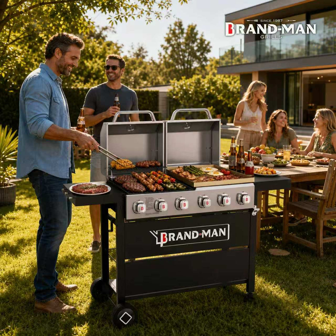 Griddle Grill Combo | 60000 BTU Large Outdoor BBQ Grill