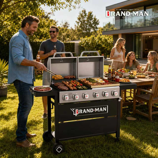 Griddle Grill Combo | 60000 BTU Large Outdoor BBQ Grill