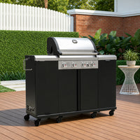 Brandman 4-Burner LPG/NG Convertible Stainless Steel Gas BBQ Grill with Storage Cabinet