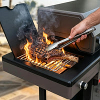 Brandman 4-Burner Propane Gas Grill with Side Burner, Alloy Steel Outdoor BBQ Grill Cabinet Cart with Lockable Wheels & Side Shelves for Backyard Patio Cooking