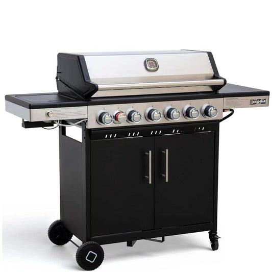 Outdoor 6-Burner Propane BBQ Grill with Side Burner & Griddle