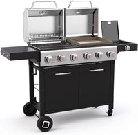 Brandman 6-Burner Propane Gas Grill & Griddle Combo Grill with Side Burner