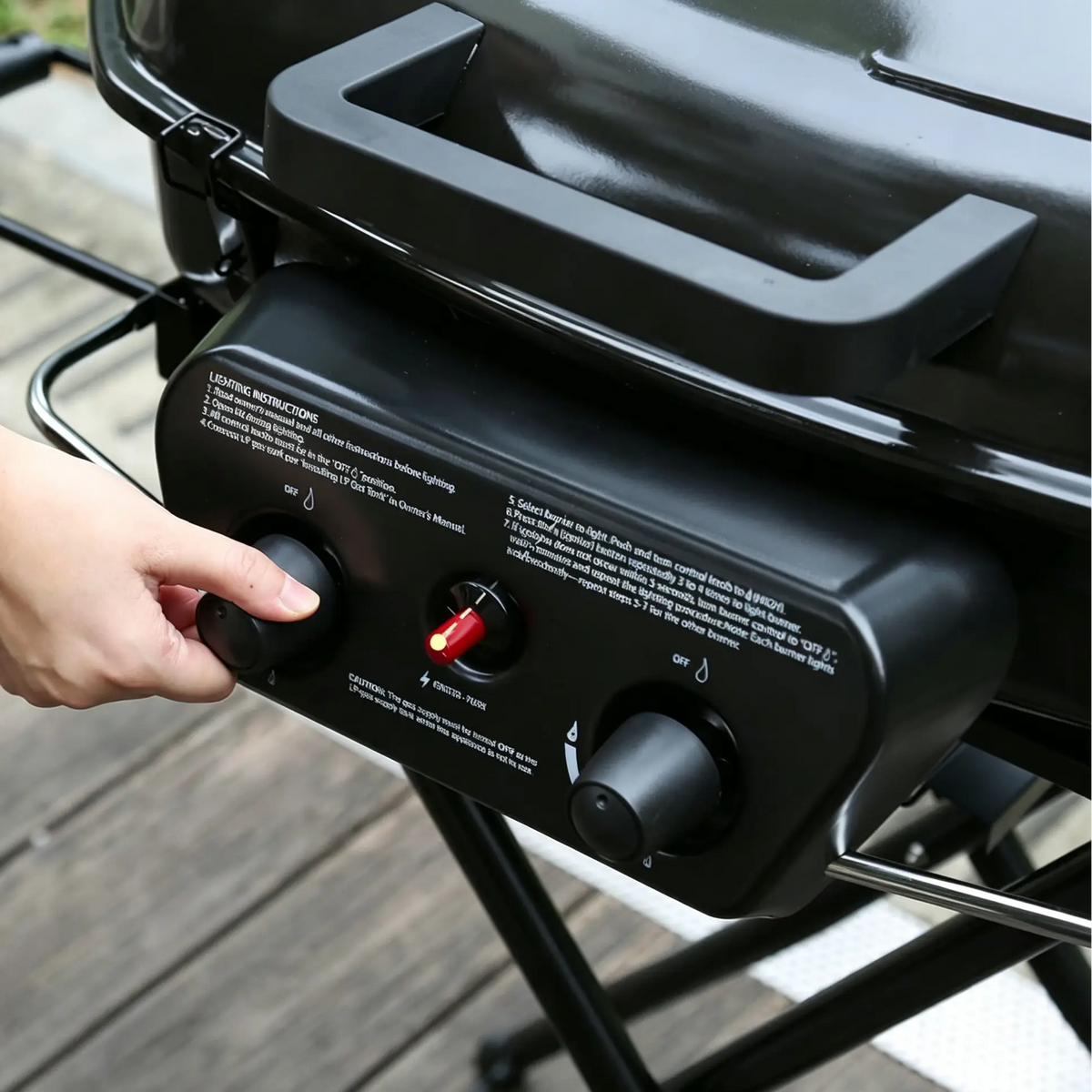 Brandman 2-Burner Portable Propane Gas Grill, 2-in-1 Griddle & Grill for Outdoor Camping, Black