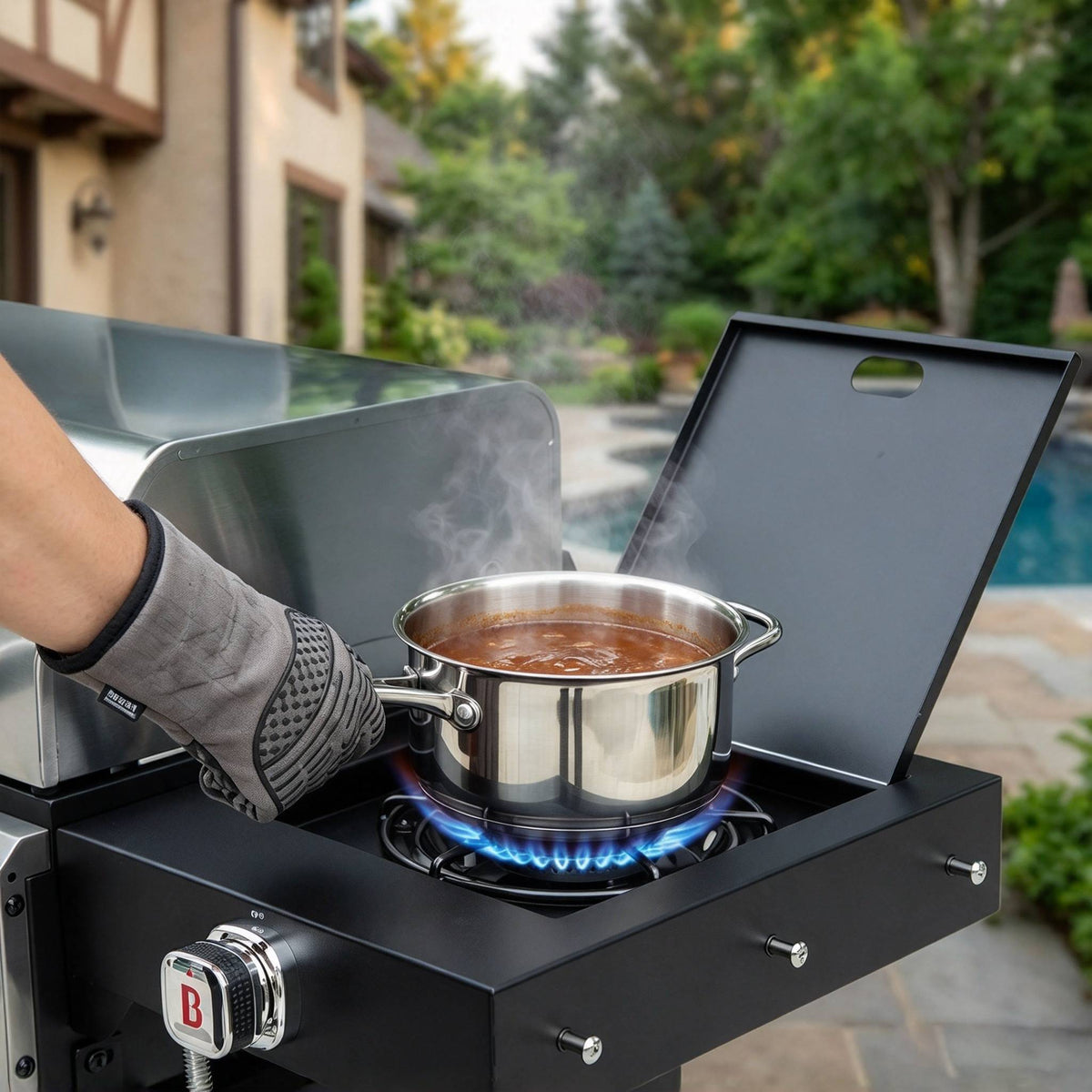 Brandman 6-Burner Propane Gas Grill & Griddle Combo Grill with Side Burner