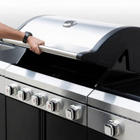 Brandman 5-Burner Modular Outdoor Kitchen Grill Island Stainless Steel Gas Barbecue with Prep Sink, Storage Cabinets & Lockable Wheels