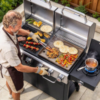 Brandman 6-Burner Propane Gas Grill & Griddle Combo Grill with Side Burner