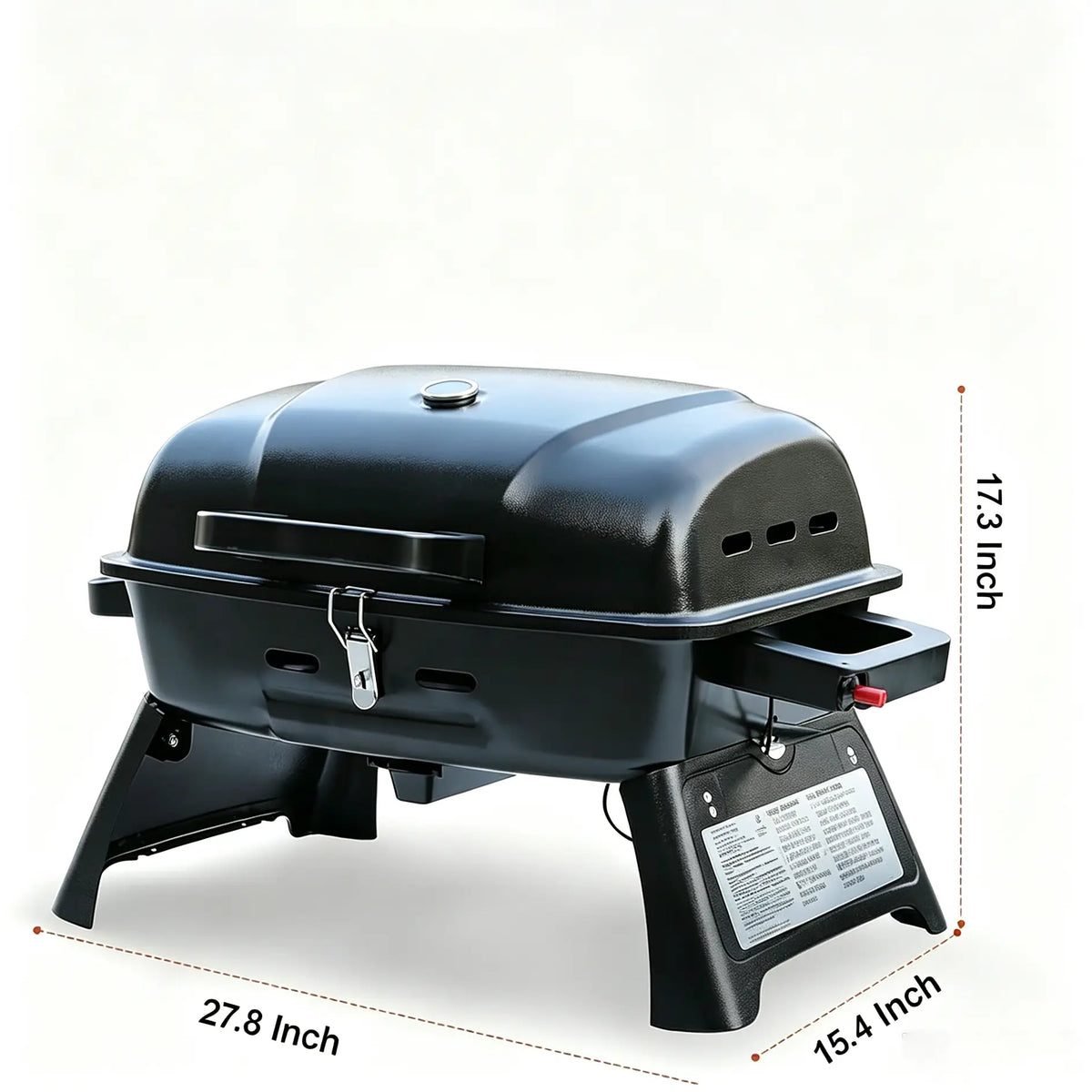 Brandman 1-Burner Portable Tabletop Propane Gas Grill, Outdoor Mini BBQ Grill with Lid & Foldable Legs for Camping Picnic