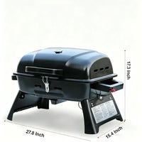 Brandman 1-Burner Portable Tabletop Propane Gas Grill, Outdoor Mini BBQ Grill with Lid & Foldable Legs for Camping Picnic