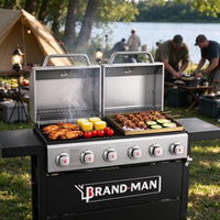 Brandman 6-Burner Propane Gas Grill Griddle Combo Outdoor BBQ Grill