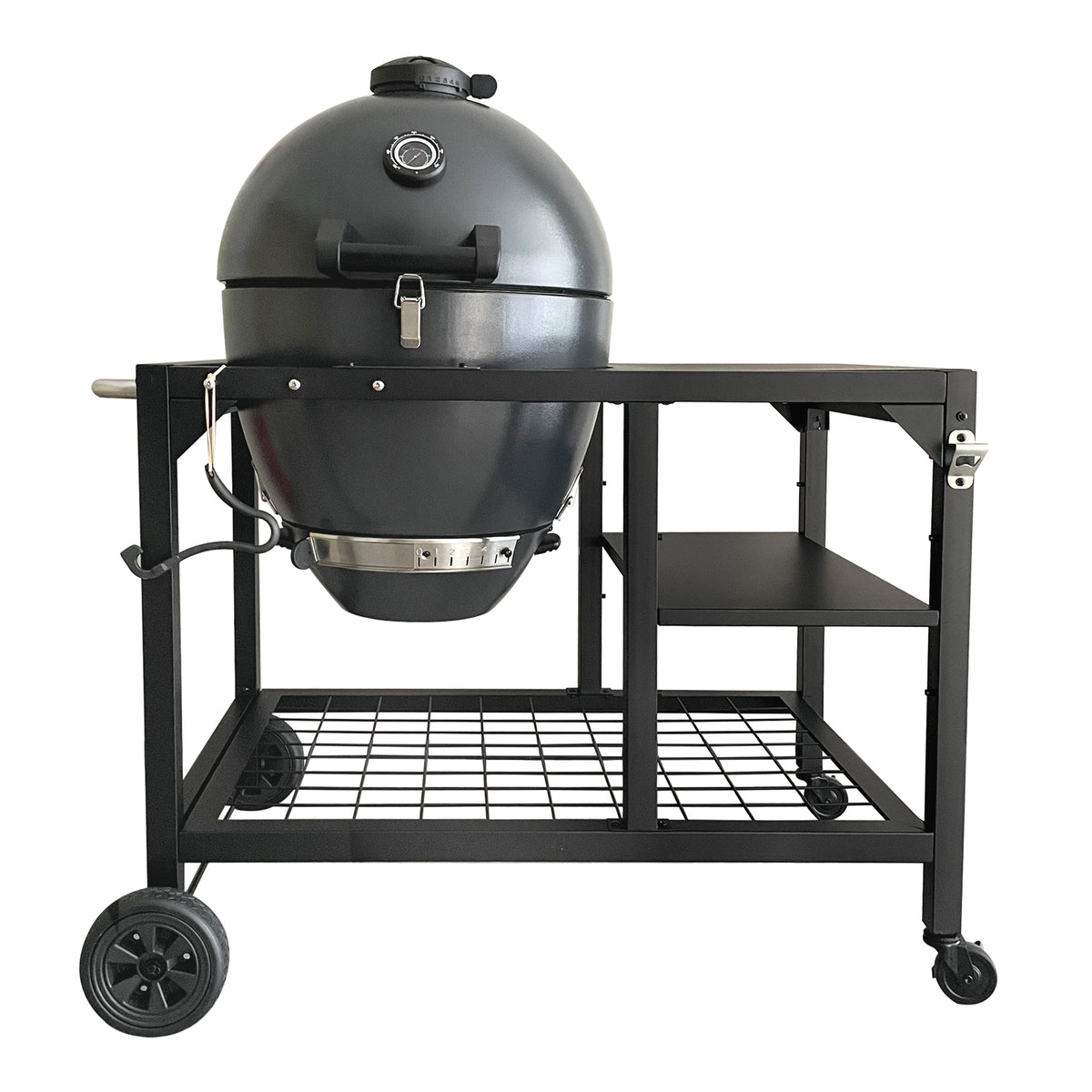 Brandman Steel Kamado Charcoal BBQ Smoker Grill with Mobile Cart