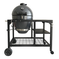 Brandman Steel Kamado Charcoal BBQ Smoker Grill with Mobile Cart