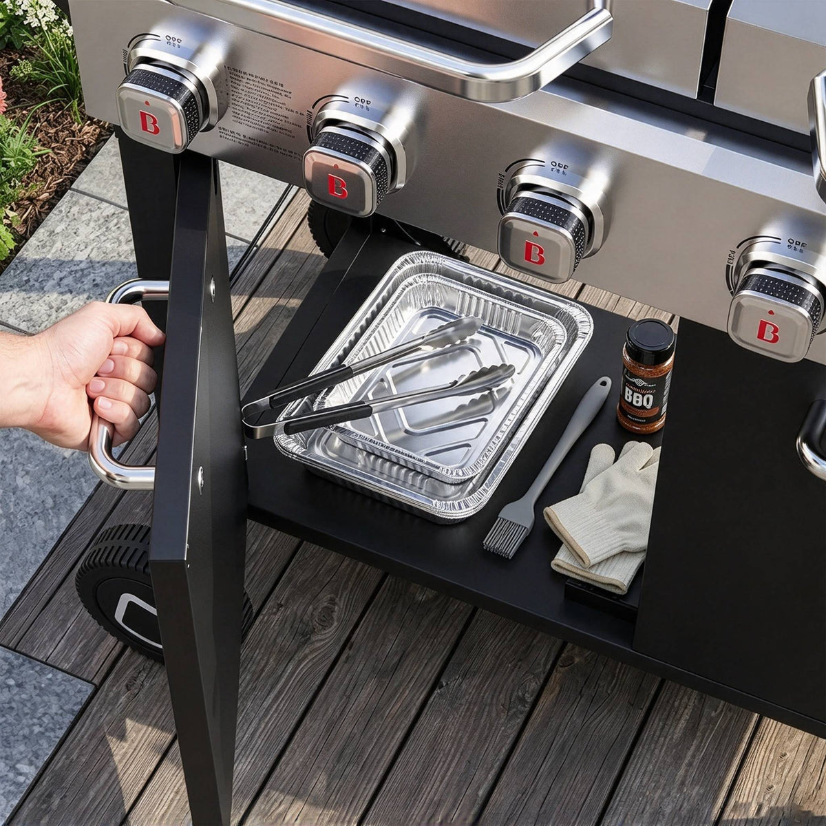 Brandman 6-Burner Propane Gas Grill & Griddle Combo Grill with Side Burner