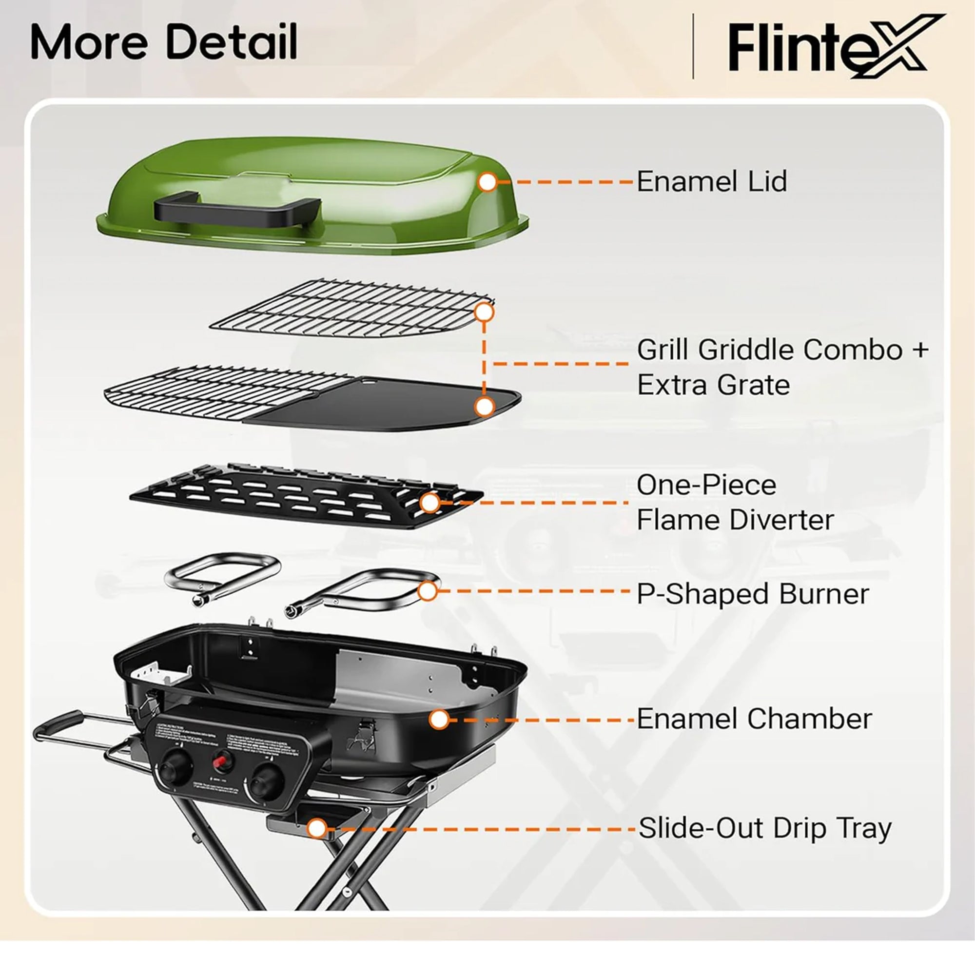 2-Burner Portable Propane Gas Grill-Green