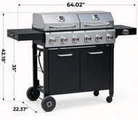 Brandman 6-Burner Propane Gas Grill & Griddle Combo Grill with Side Burner