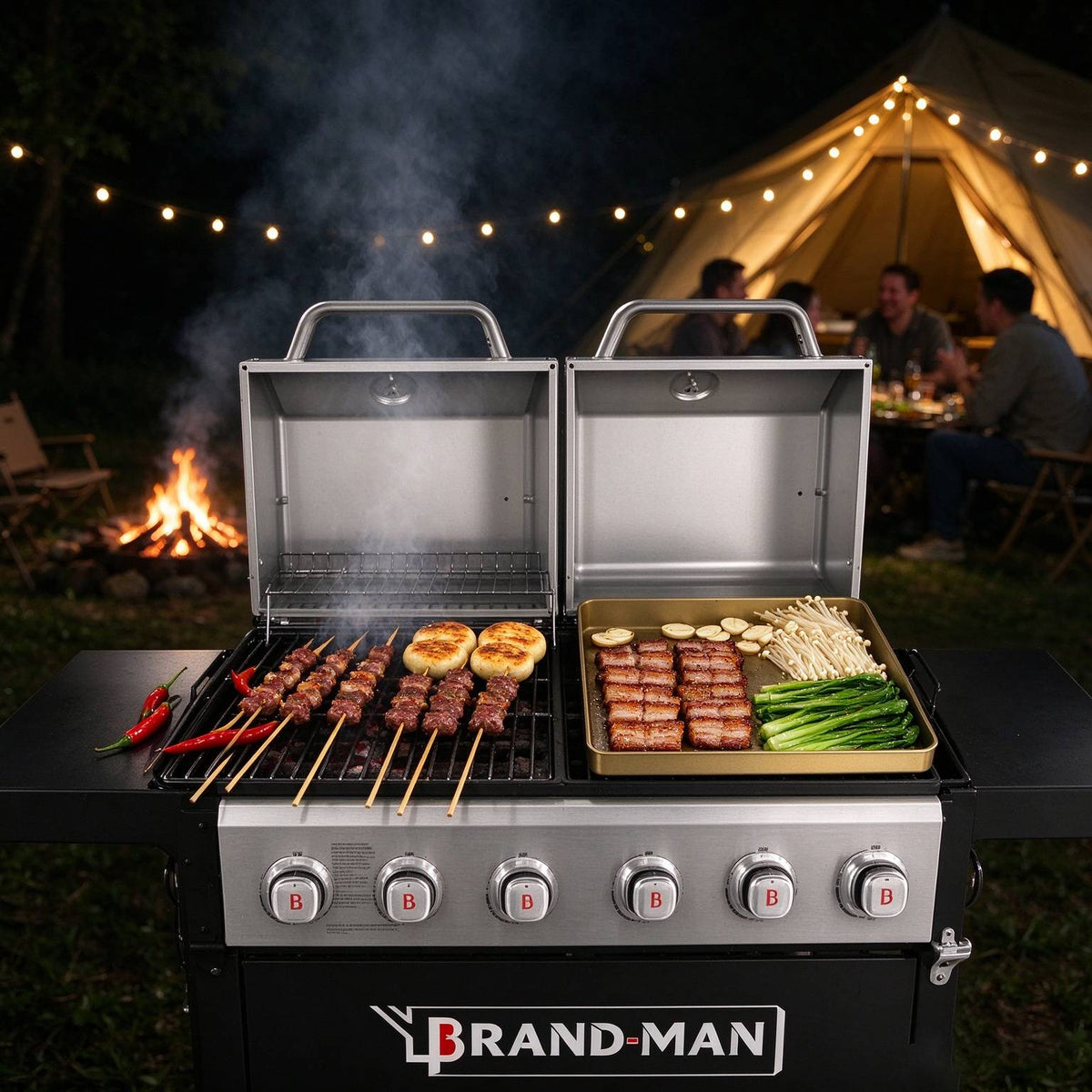 Brandman 6-Burner Propane Gas Grill Griddle Combo Outdoor BBQ Grill
