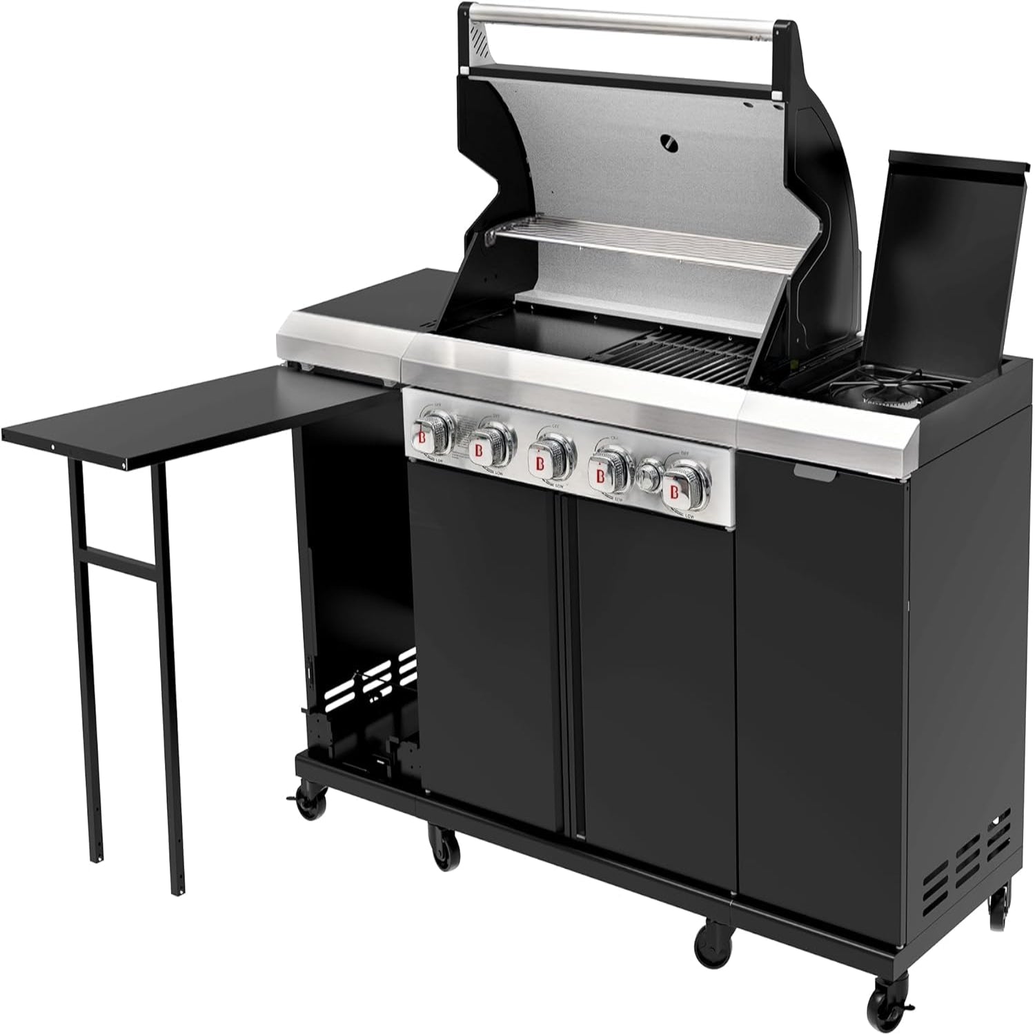 5-Burner 52000 BTU Stainless Steel Grill Island, Dual Fuel with Storage