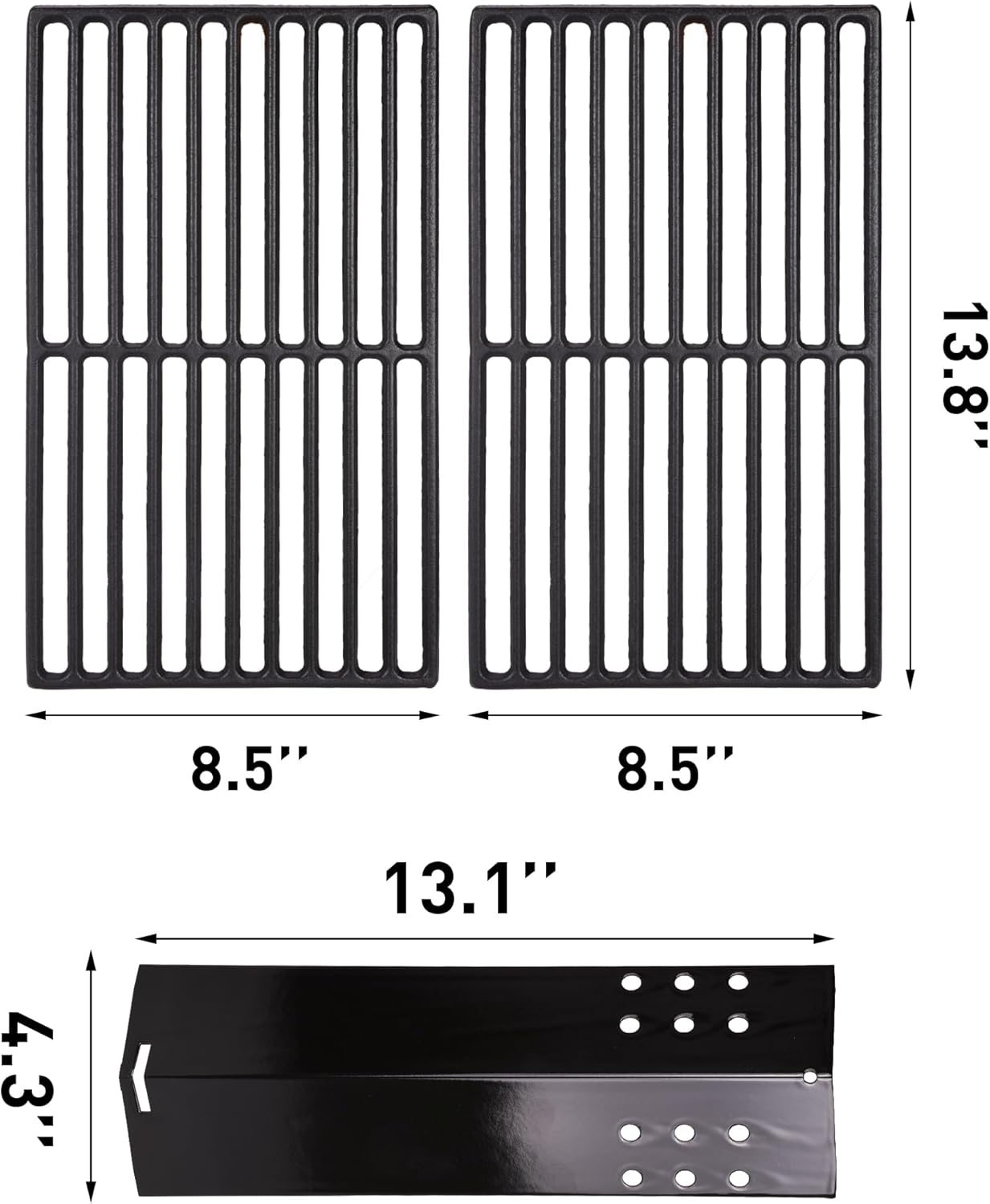 Hoss 2 Grill Grates & 3 Flame Tamers Set