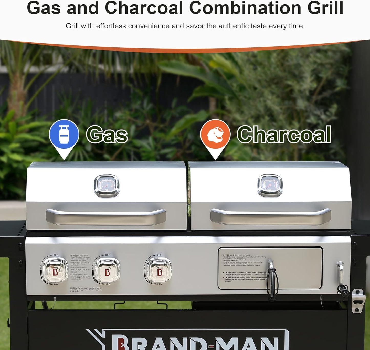 Propane Gas and Charcoal Grill Combo,Grill and Griddle