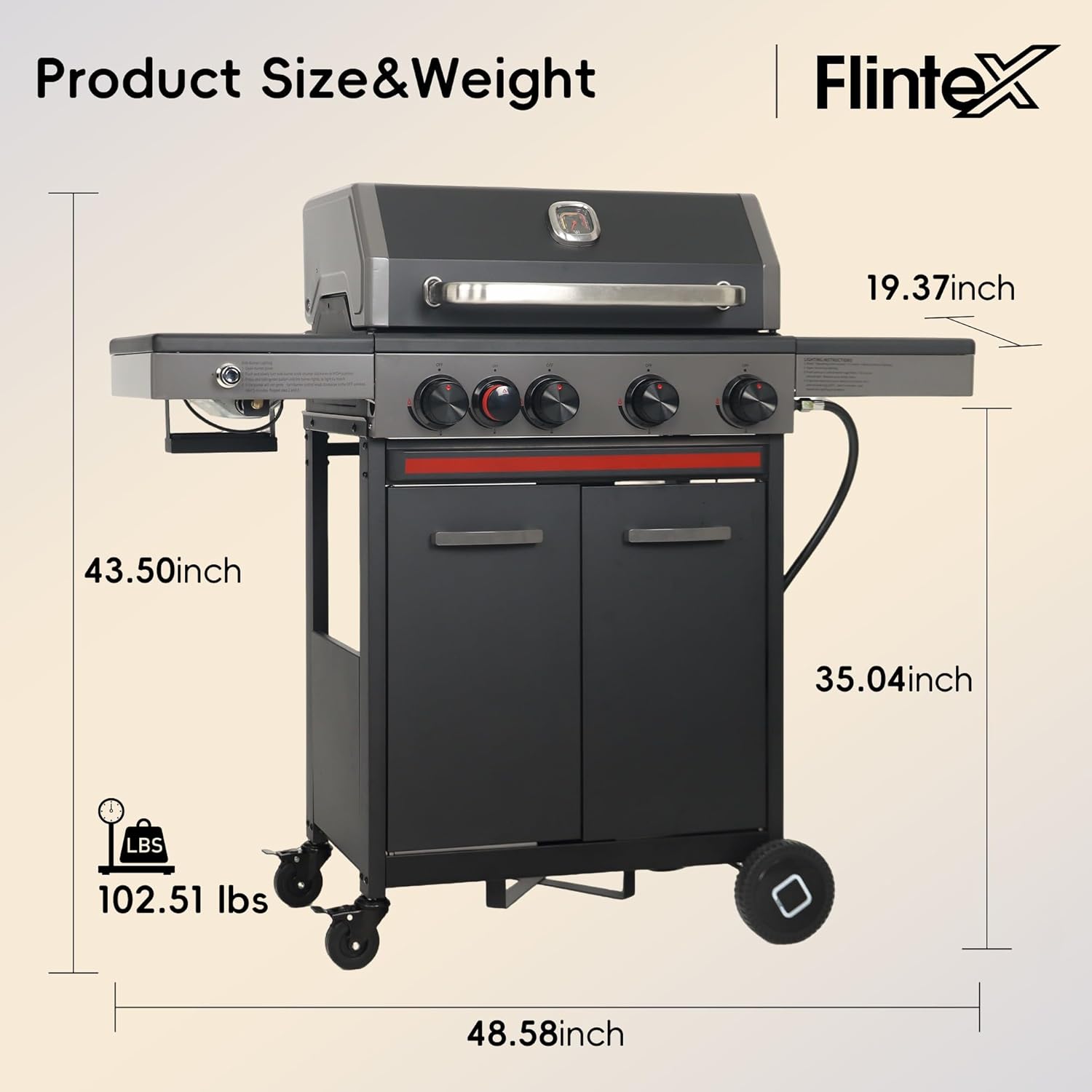 46500 BTU 4-Burner Propane BBQ Grill for Backyard