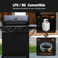 5-Burner Infrared Gas Grill 60000 BTU Propane/Natural Gas Outdoor BBQ
