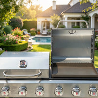 Brandman 6-Burner Propane Gas Grill & Griddle Combo Grill with Side Burner