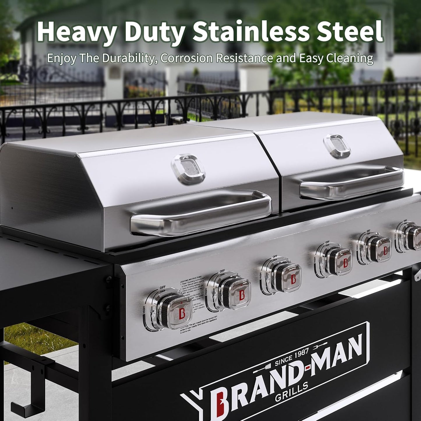 6 Burner Dual Outdoor BBQ Grill with Flat Top Griddle