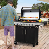 Outdoor 6-Burner Propane BBQ Grill with Side Burner & Griddle