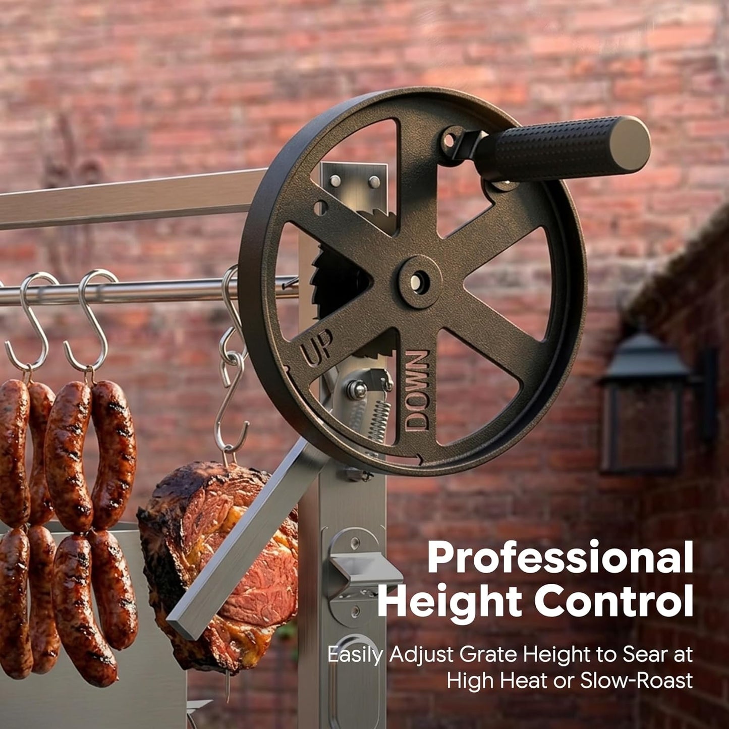 Adjustable Argentine Santa Maria Wood Charcoal BBQ Grill for Backyard Asado