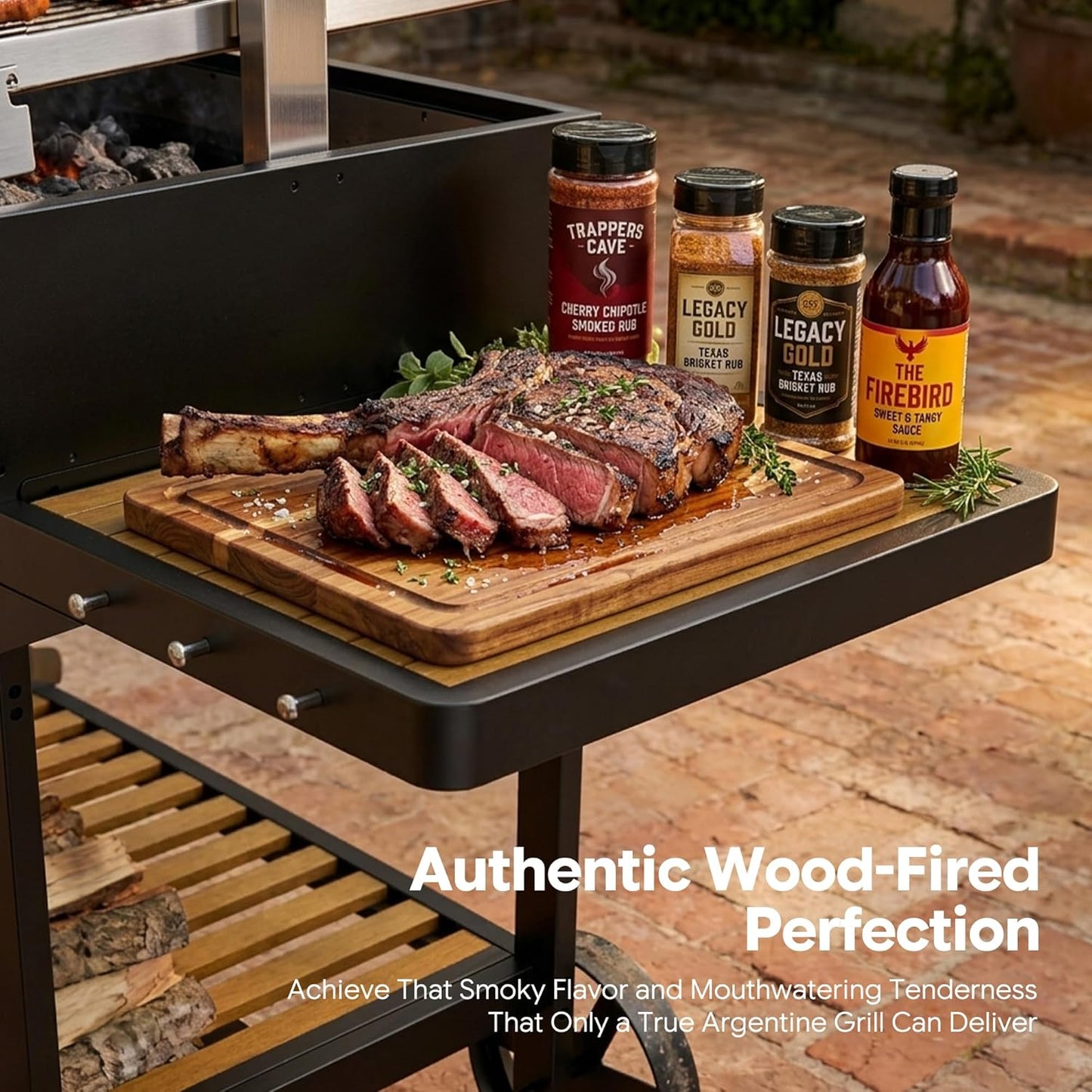Adjustable Argentine Santa Maria Wood Charcoal BBQ Grill for Backyard Asado