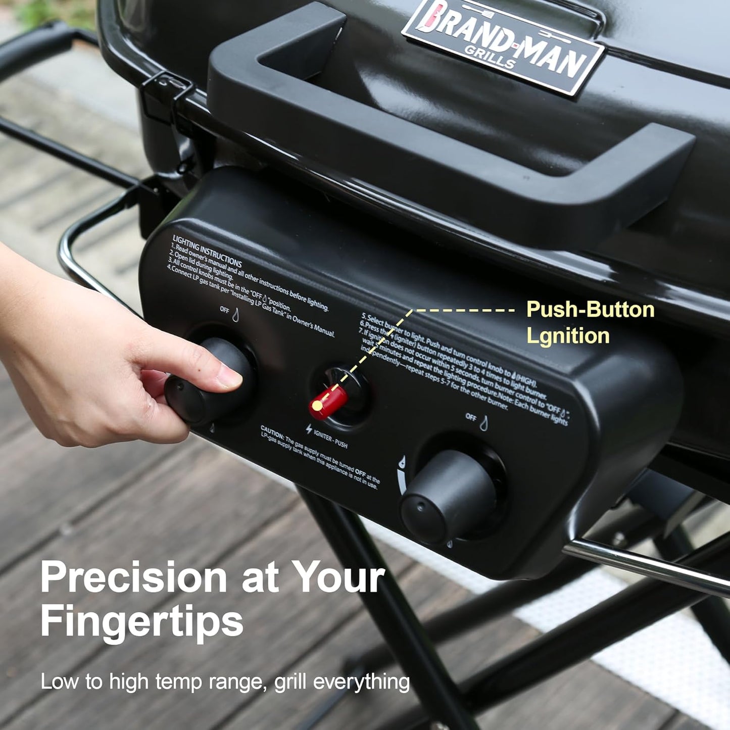2-Burner Portable Propane Gas Grill- Black