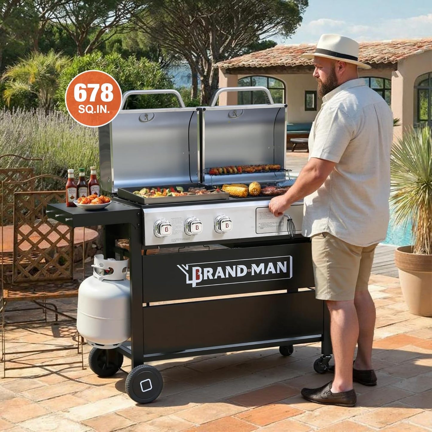Propane Gas and Charcoal Grill Combo,Grill and Griddle