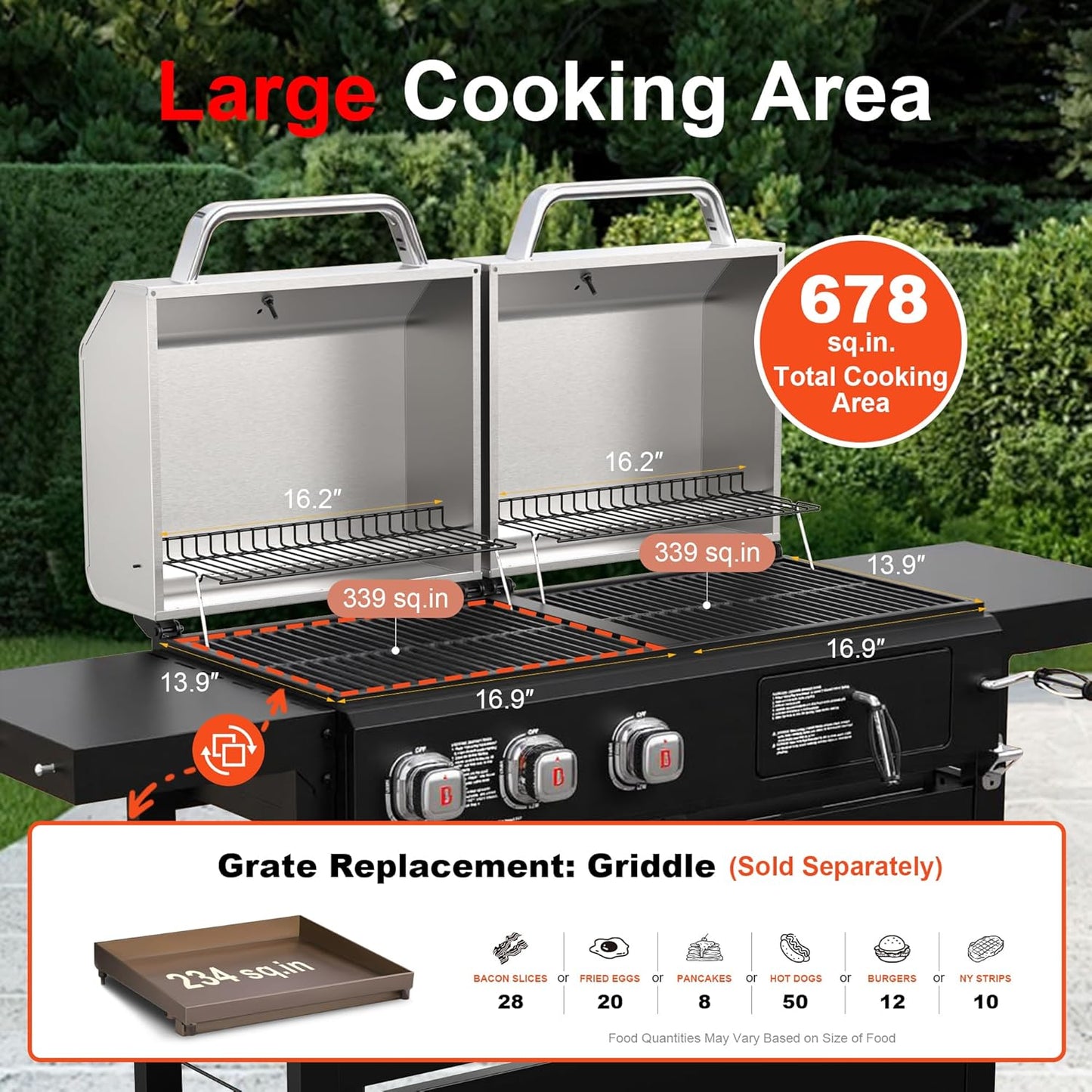 Propane Gas and Charcoal Grill Combo, Grill and Grill