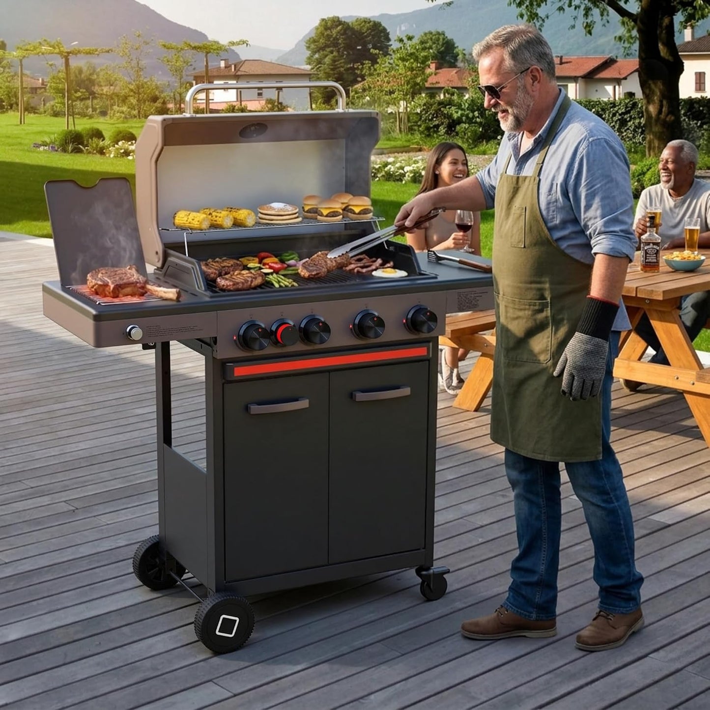 4-Burner Propane BBQ Grill for Backyard