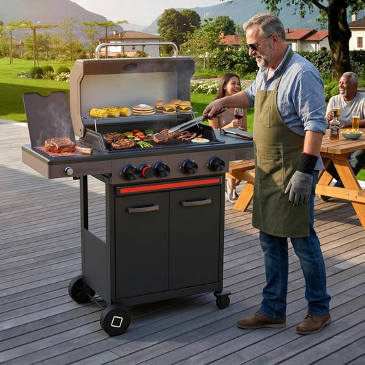 4-Burner Propane BBQ Grill for Backyard