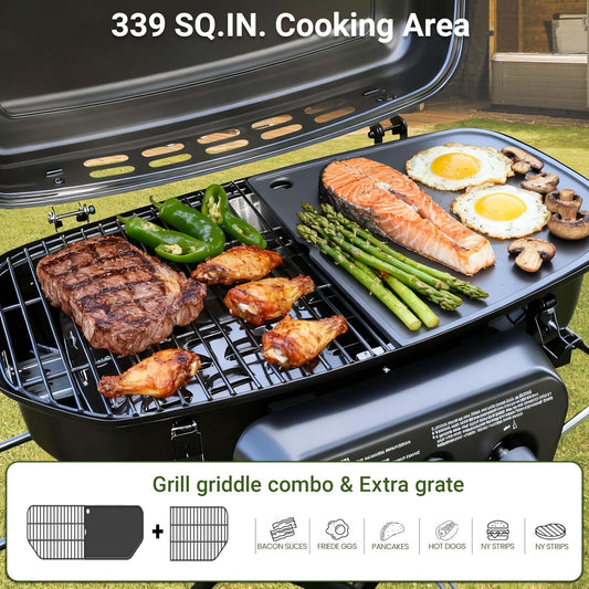 2-Burner Portable Propane Gas Grill- Black