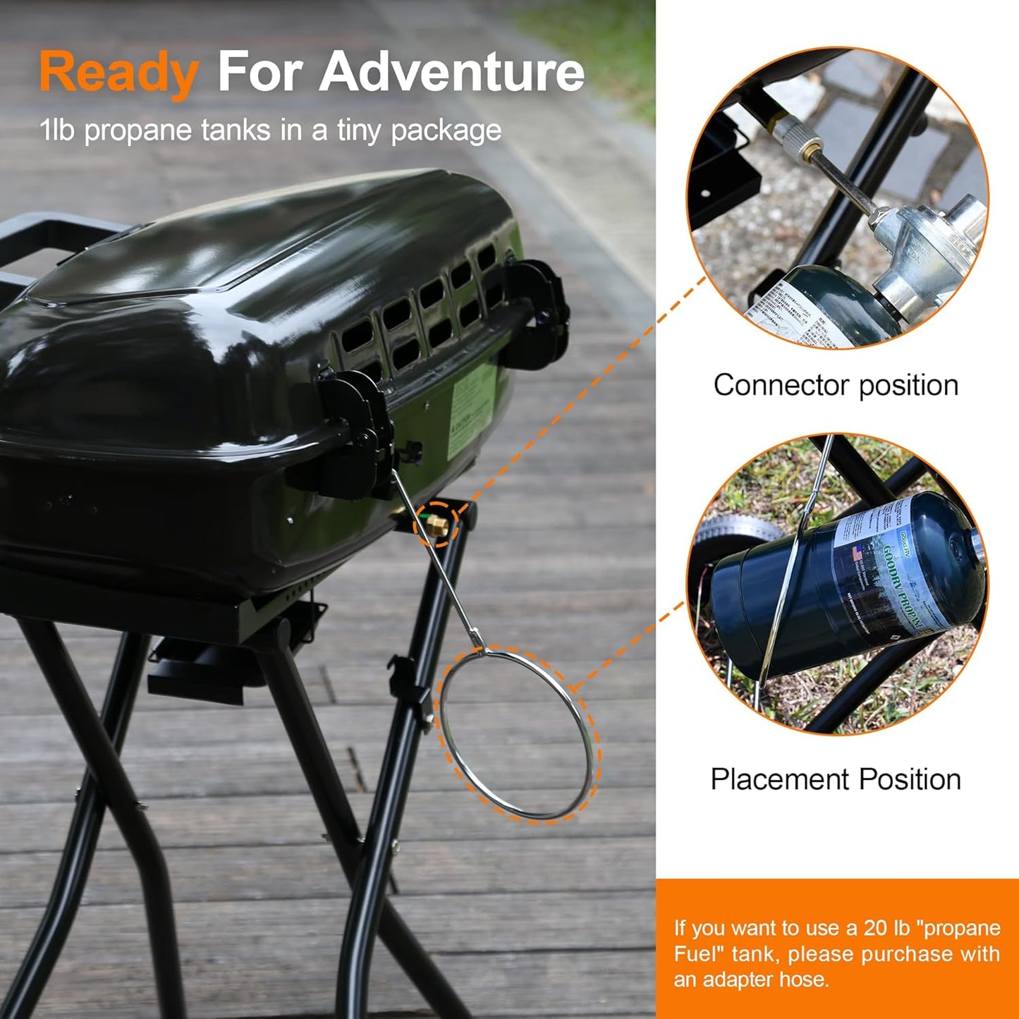 2-Burner Portable Propane Gas Grill- Black