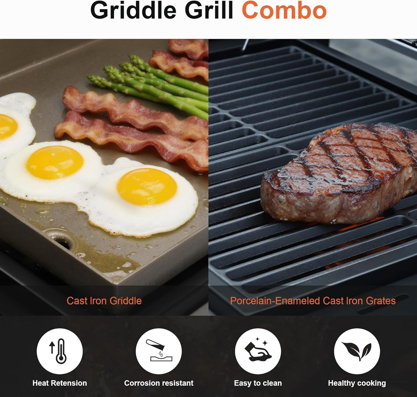 Propane Gas and Charcoal Grill Combo,Grill and Griddle