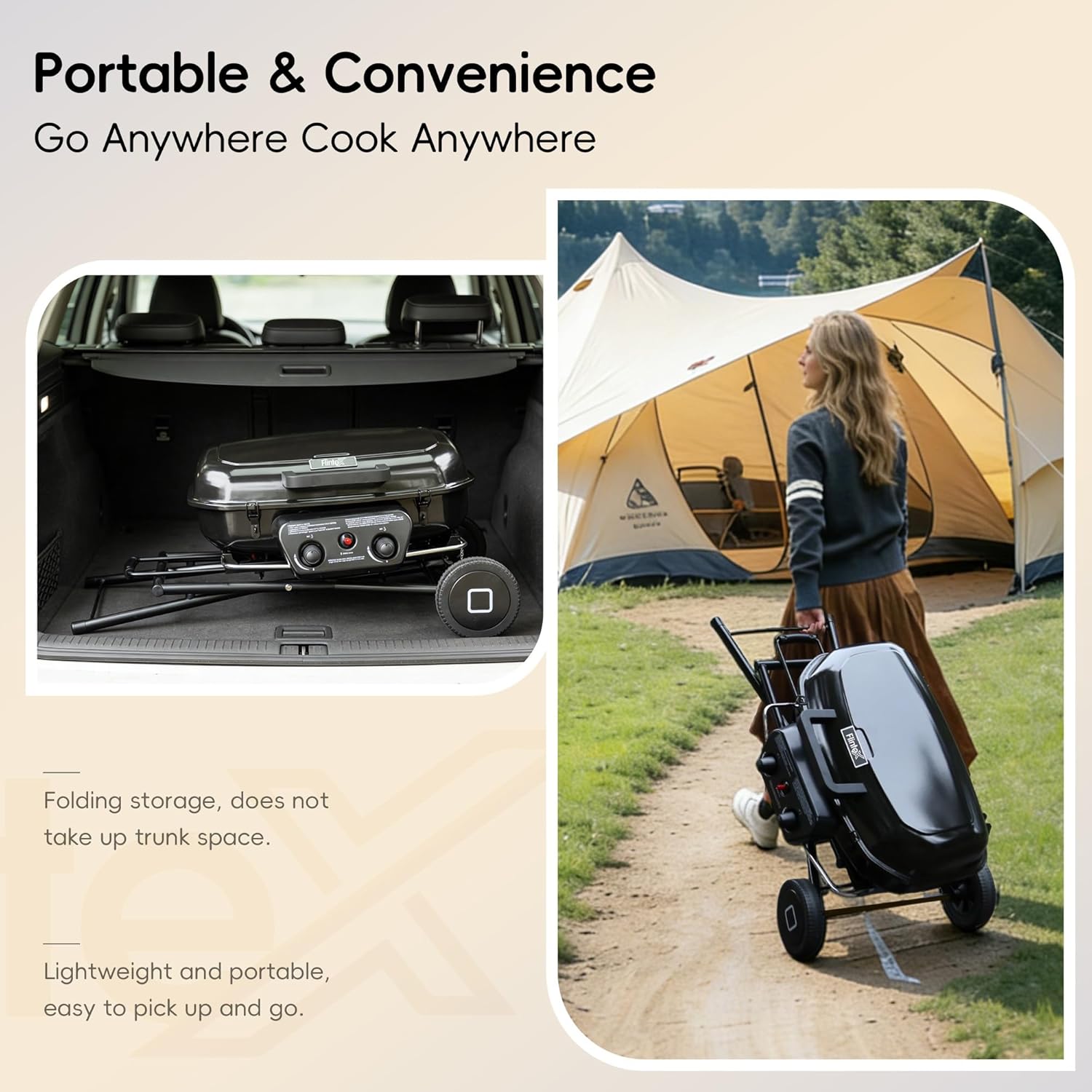 2-Burner Portable Propane Gas Grill- Black