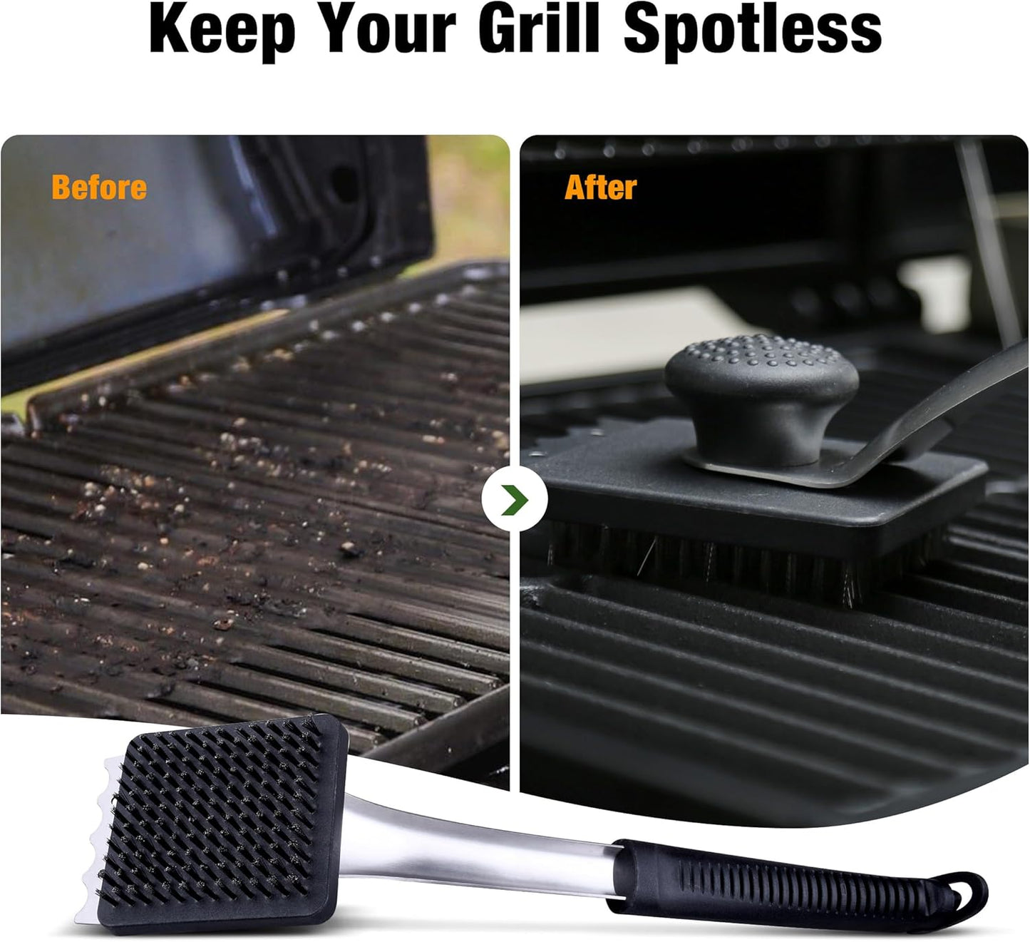 BBQ Cleaning Brush with 2 replacement heads