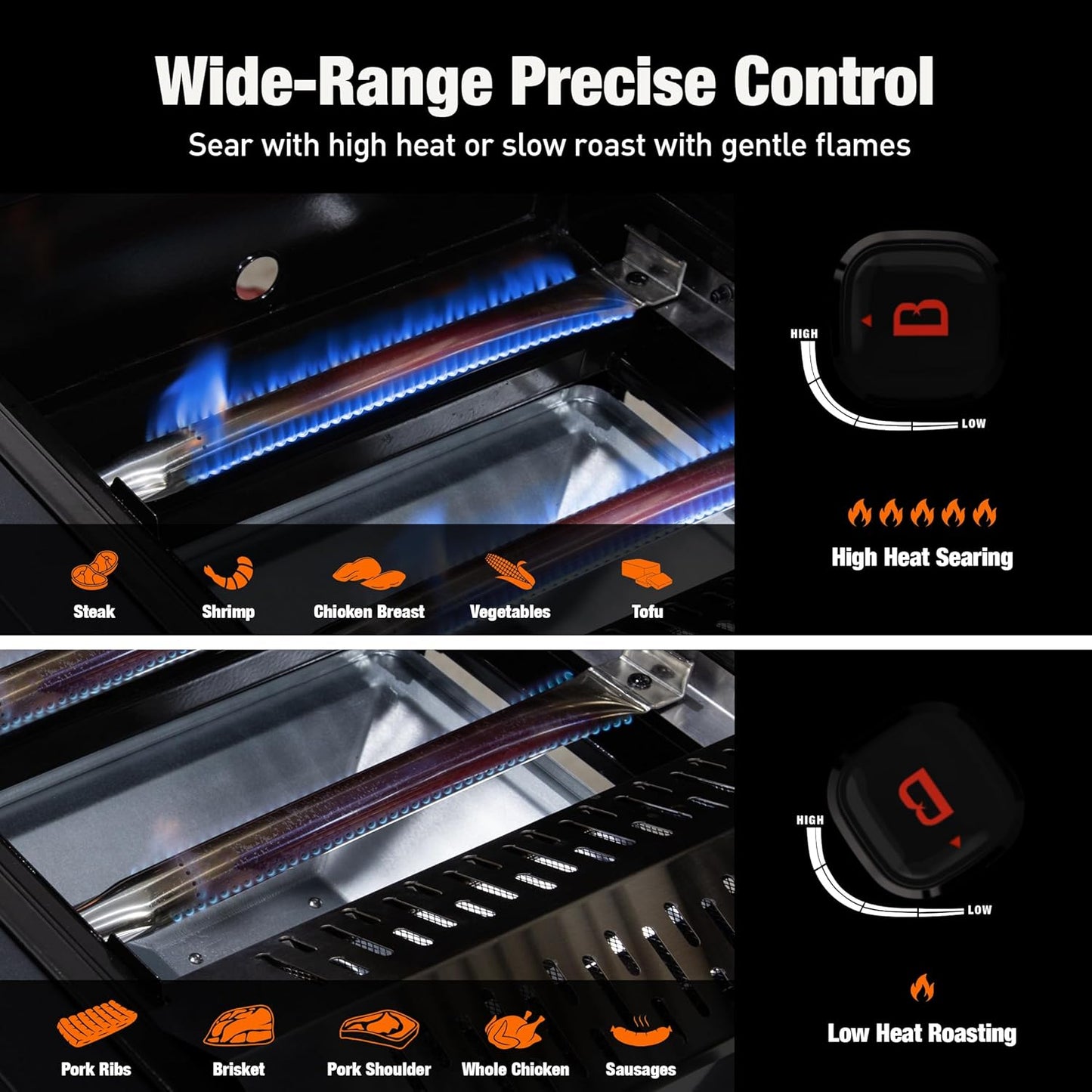 5-Burner Infrared Gas Grill 60000 BTU Propane/Natural Gas Outdoor BBQ