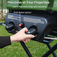 2-Burner Portable Propane Gas Grill-Green