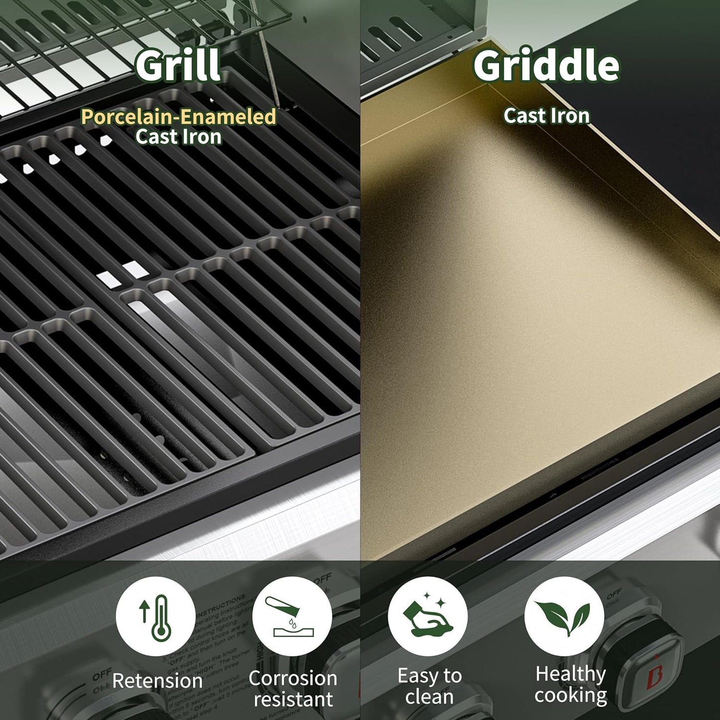 6 Burner Dual Outdoor BBQ Grill with Flat Top Griddle
