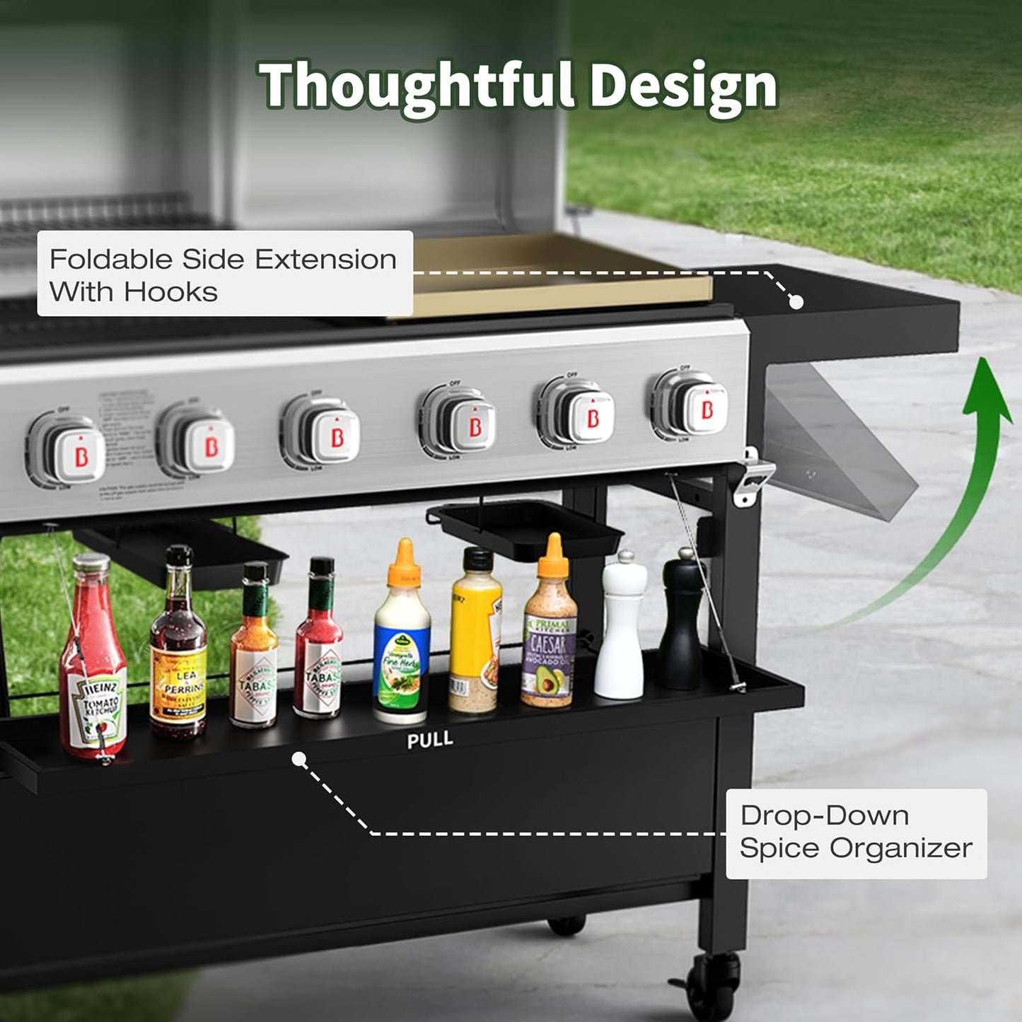 6 Burner Dual Outdoor BBQ Grill with Flat Top Griddle